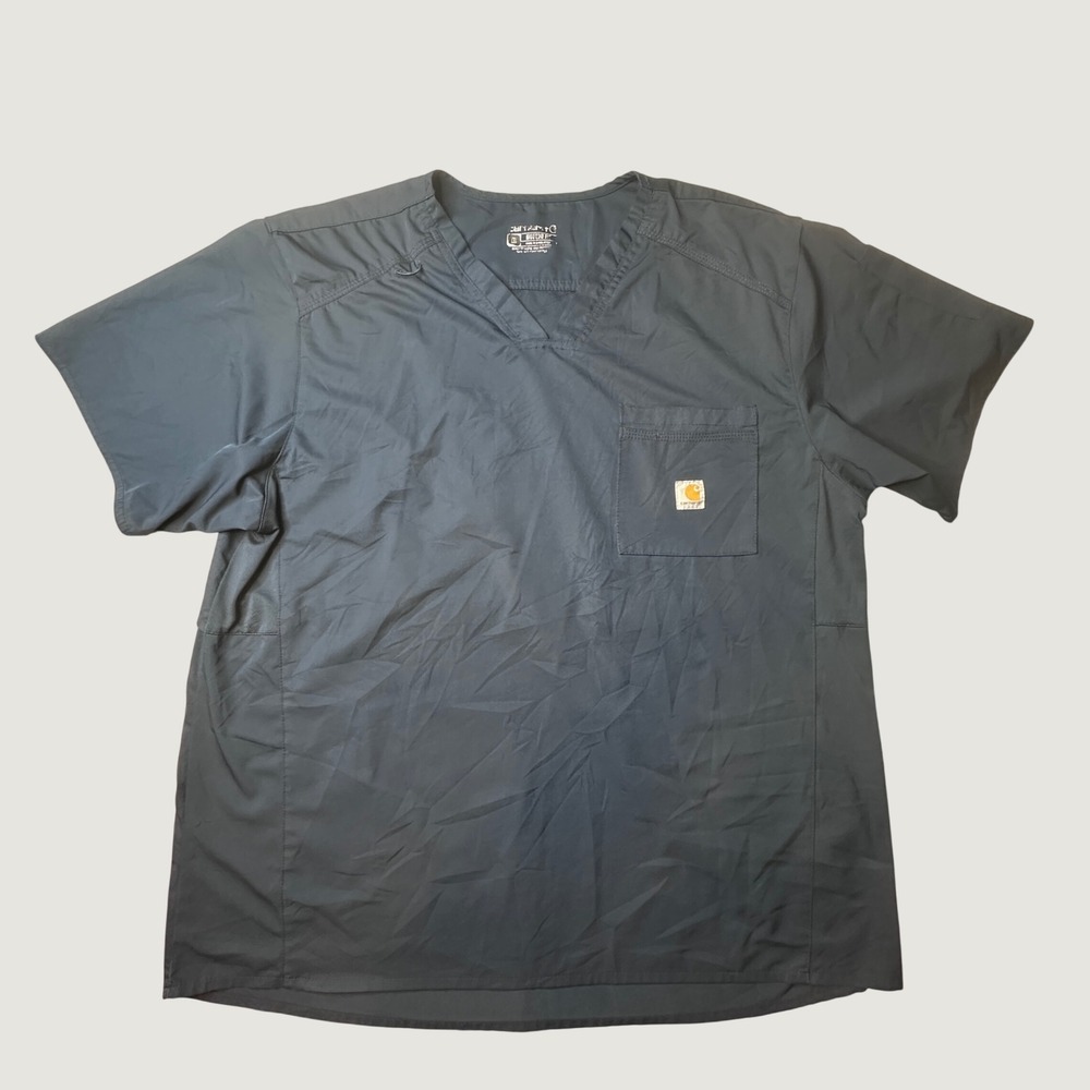 Carhartt Scrub Top Mens XL C15106 Modern Fit Navy Blue V-Neck Pocket Workwear